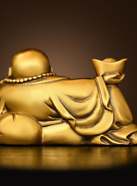 铜弥勒佛摆件纯铜l弥勒笑佛汽车载中控台大肚佛家居店铺装饰工艺