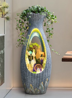 新中式山水花瓶摆件客厅电u视柜公司前台装饰开业乔迁之喜入宅礼