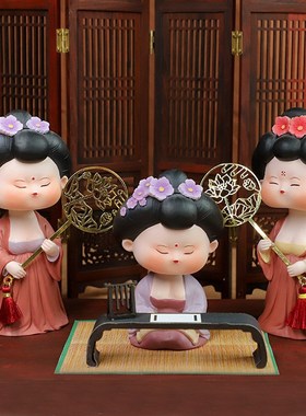 古风少女国风唐仕女惬意坐v姿摇头摆件公主娃娃桌面工艺装饰小礼