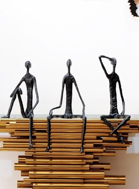 抽象雕塑人像落地摆件酒店装饰柜前台G创意现代轻奢坐姿人物艺术