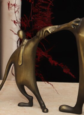 现代创意金属人物雕塑摆件父与子摆件客厅茶N几玄关餐桌艺术装饰