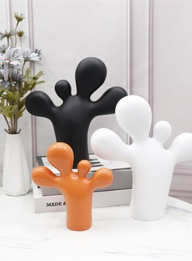 北欧现代简约创h意黑白脚丫桌面书房摆件家居客厅样板房酒店软饰