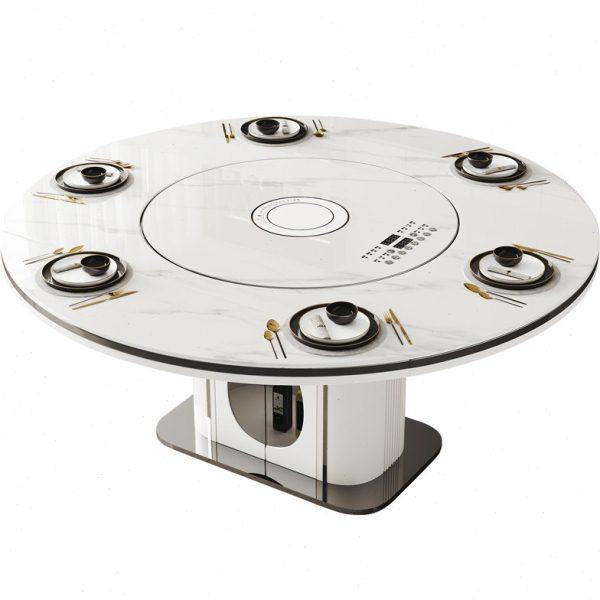 岩板餐桌椅组合可折叠伸缩带暖菜电磁炉转盘多功能饭桌现代简约,淘宝优惠券,粉丝福利购,淘宝优惠卷