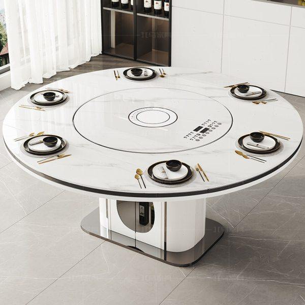 岩板餐桌椅组合可折叠伸缩带暖菜电磁炉转盘多功能饭桌现代简约,淘宝优惠券,粉丝福利购,淘宝优惠卷