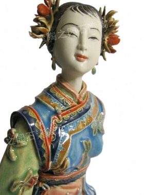 石湾公仔陶瓷林乃河精品系列家居装饰摆件送礼人物花鸟纯手工桌面