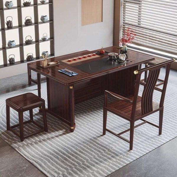 新中式乌金木实木茶桌现简约泡茶台桌椅组合公室禅意端家具,淘宝优惠券,粉丝福利购,淘宝优惠卷