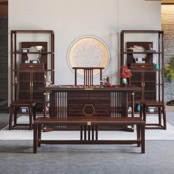 新中式乌金木实木茶桌现简约泡茶台桌椅组合公室禅意端家具,淘宝优惠券,粉丝福利购,淘宝优惠卷