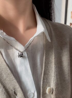 925纯银吊坠折纸小动物个性童趣兔子吊坠复古小巧设计感项链挂坠