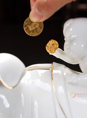 陶瓷金猪硬币存钱罐儿童成人纸币创意大号储钱罐招财家居礼品摆件