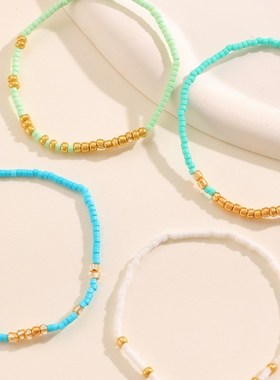 时尚简单的米珠u弹性妇女手炼集手炼