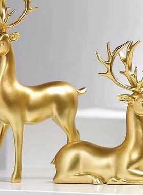 高档金鹿摆件欧式金色麋鹿创意酒柜家居客厅电视V柜玄关现代家居