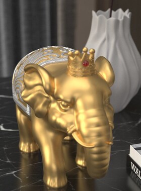 吸水大象招财摆件一对n客厅高端工艺礼品摆饰轻奢高档办公室家居