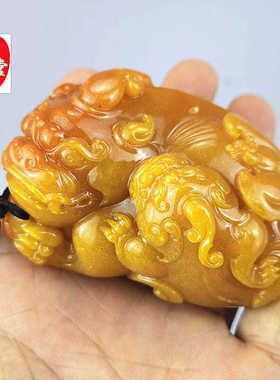 玉石原石黄龙h玉寿山石雕田黄石手把件旺财貔貅奇石观赏石母子兽