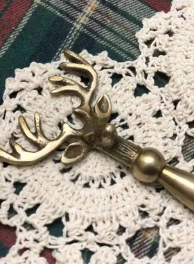 印度进口纯铜手工鹿头菠萝创意啤酒F起子个性轻奢家用开瓶起瓶器