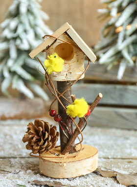 小木屋装饰桌面摆件幼儿园森系植物l角户外装饰景观别墅庭院花园