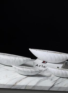 船形贝壳卷荷花瓶花器摆件诧寂风做旧复古电视柜酒柜玄关书柜饰品