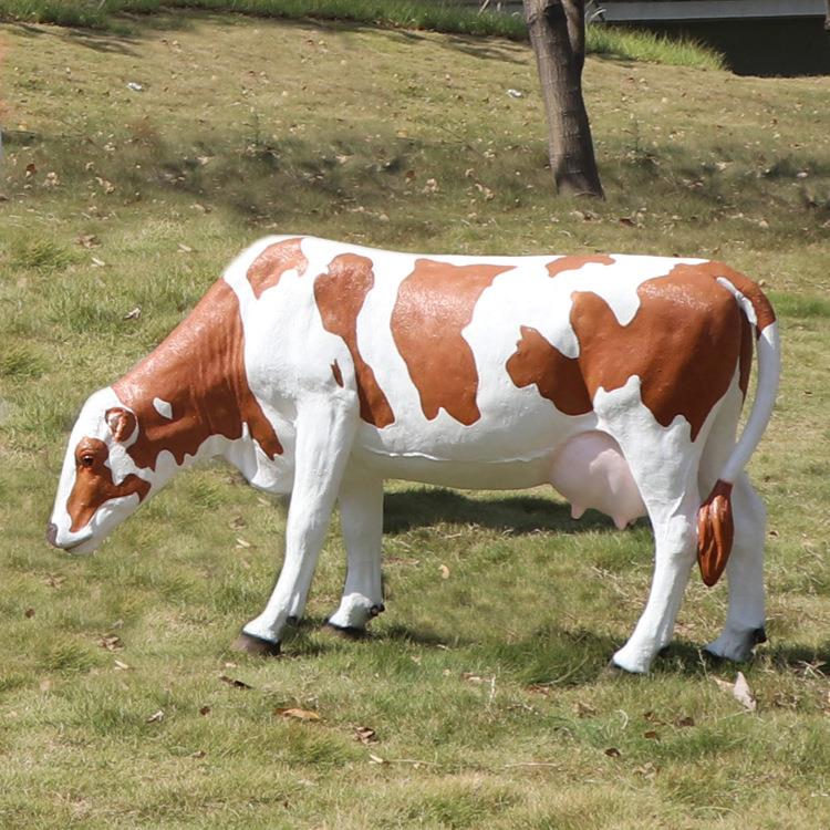 玻璃钢仿真大奶牛模型雕塑黄牛摆件园林落地道具户外动物小品装饰 - 图2