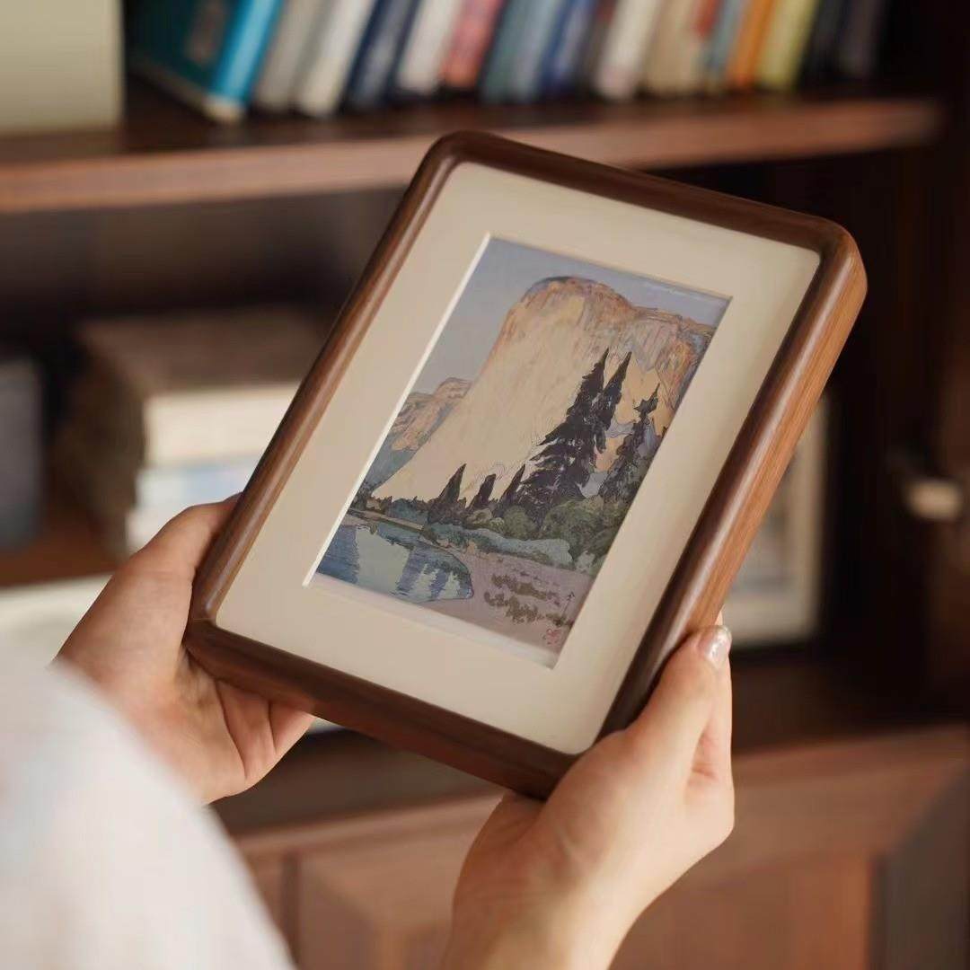 黑胡桃榫卯圆角实木相框 6寸8寸家居桌面装饰摆件a4木质相框摆台,淘宝优惠券,粉丝福利购,淘宝优惠卷