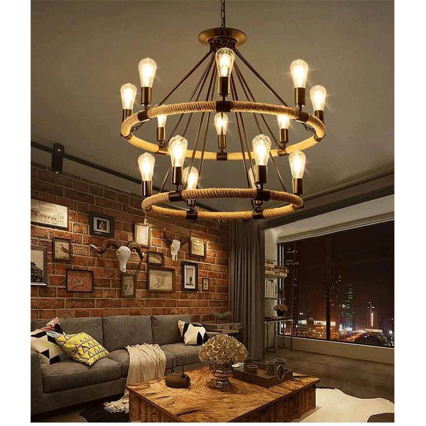 麻绳吊灯餐厅酒吧网咖火锅店创意loft服装店工业风复古麻绳吊灯,淘宝优惠券,粉丝福利购,淘宝优惠卷