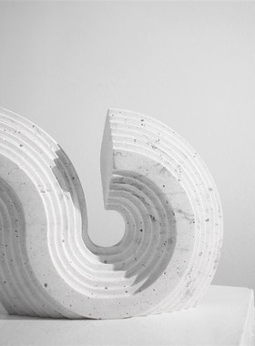 现代简约北欧大理石洞石几何工艺品装饰品样板房R软装书柜客厅摆