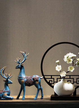 新中式摆件高端风格电视柜u禅意古风小茶几玄关家居客厅酒柜装饰