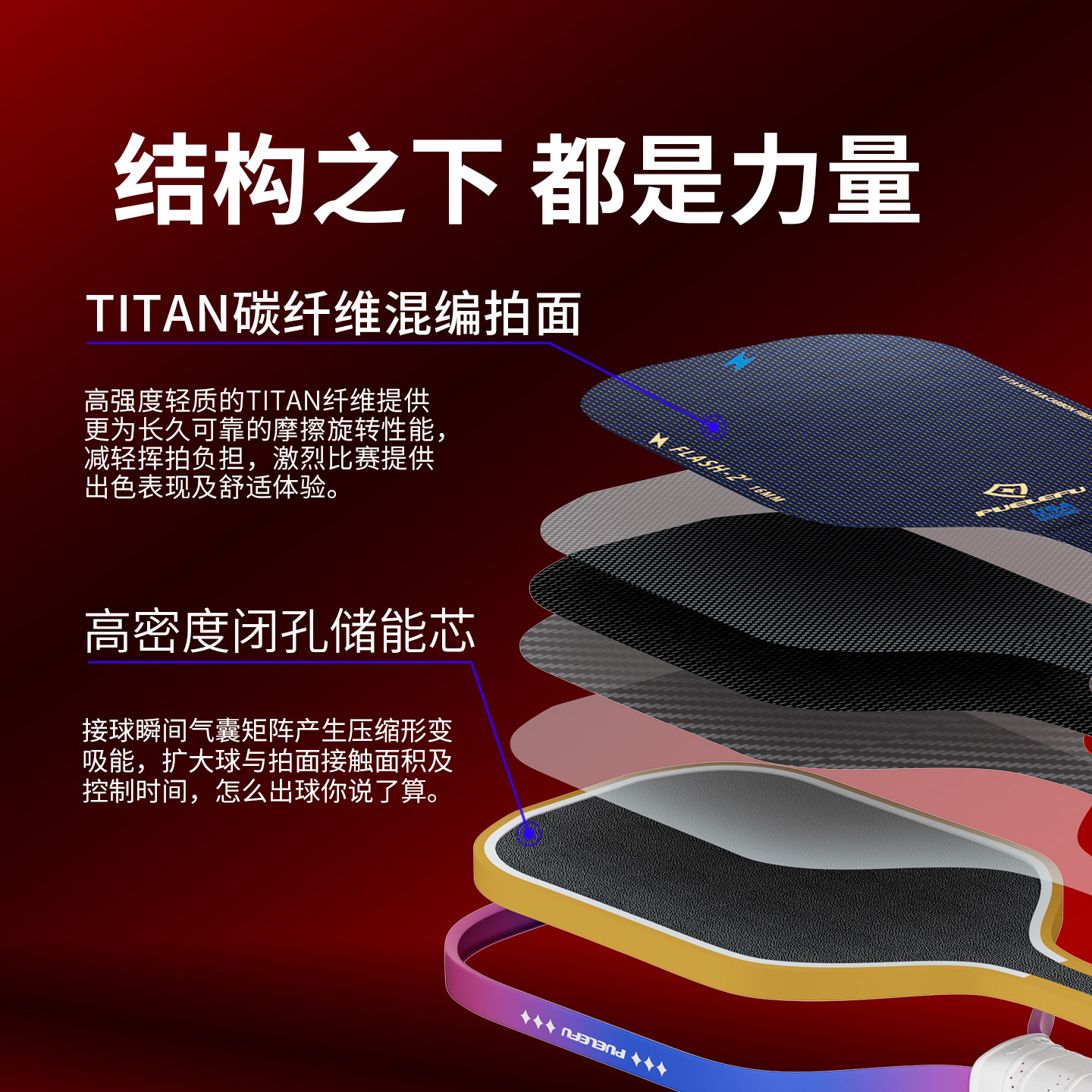 PUELEFU睿迅匹克球拍钛丝碳纤维比赛球拍热压一体pickleball拍板,淘宝优惠券,粉丝福利购,淘宝优惠卷