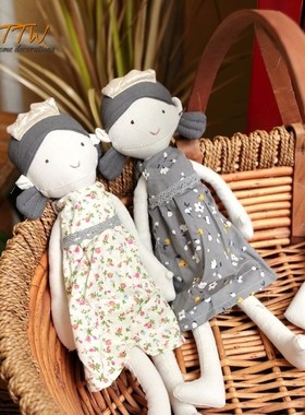 童话公主布娃娃女孩亚麻布艺碎花裙花纹可爱N儿童礼物家居饰品摆