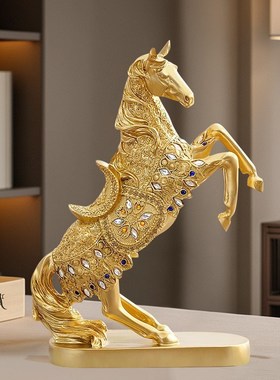 新中式立马发财招财摆件t家居好物摆件客厅玄关电视柜酒柜装饰摆