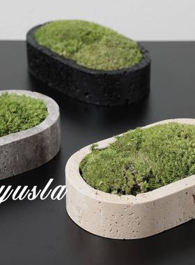 简约大理石仿真盆栽绿植客厅玄关柜样板间办公室书房软装饰品摆件