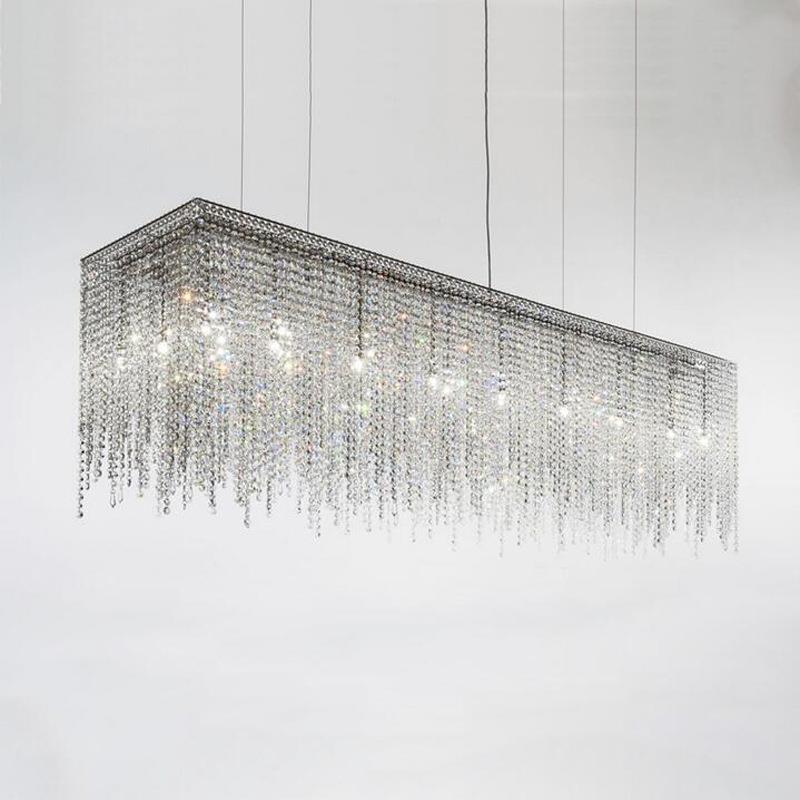 意式轻奢创意餐厅水晶吊灯个性吧台岛台别墅奢华长方形简约高端灯 - 图0