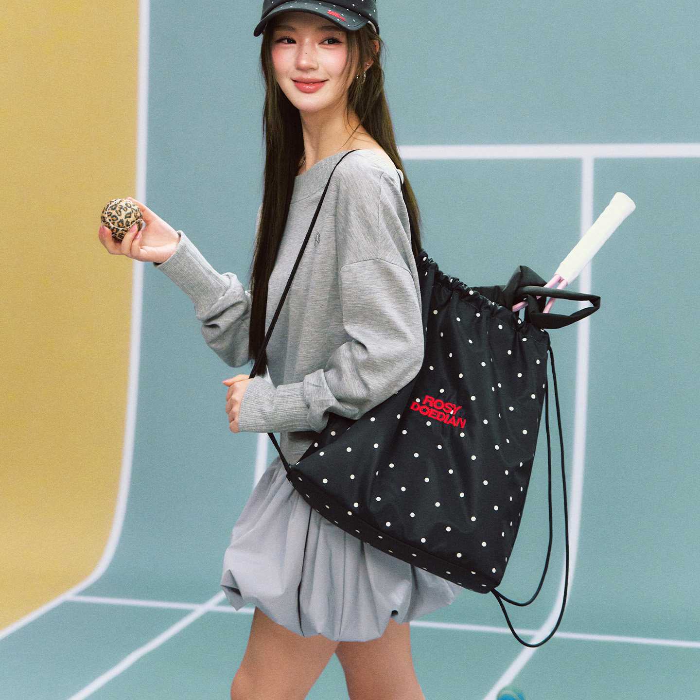 ROSYDOEDIAN polka dot large capacity tennis bag