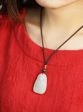 和田玉本命佛十二生肖守护神千手观音普H贤文殊虚空藏菩萨属兔吊