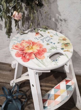 欧式新款b花园梯子双层花梯花台家居小椅子阳台折叠花架花园杂货