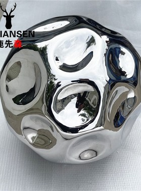 欧式不锈钢凹凸圆球镜面雕塑金属球浮球酒店会所装饰艺术落地摆件