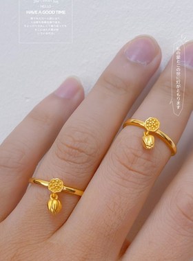 新款镀金新娘g结婚戒指欧币花朵首饰镀金戒指花朵开口婚嫁饰品