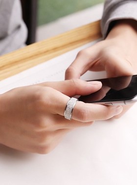 可转动磨砂戒指i男简约百搭气质个性潮流钛钢不掉色转运指环配饰