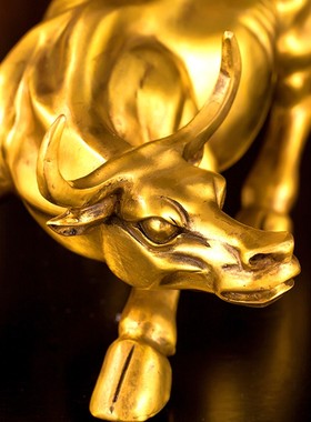 纯铜华尔街牛 生肖牛 旺市牛铜牛摆件 工艺S品书房装饰品摆件