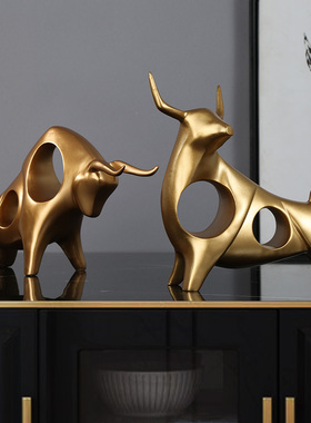 办公室桌面招财牛转乾坤摆件家居装饰品客K厅电视酒柜玄关轻奢高