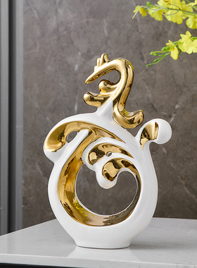 创意轻奢龙凤g呈祥摆件客厅玄关电视酒柜装饰品乔迁新居礼物送朋
