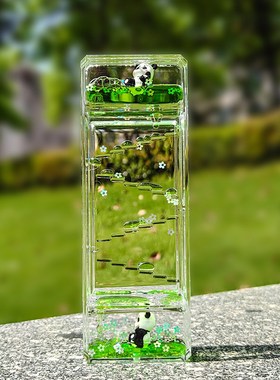 办公桌工位情绪稳定神器桌面创意熊猫油J漏沙漏装饰品治愈系小摆