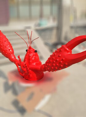 现货仿真玻璃钢带灯龙虾头雕塑发光小龙虾模型海鲜店门牌装饰摆件