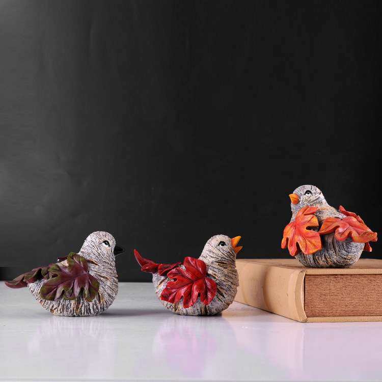 套三枫叶鸟桌面摆件一家三口树脂工艺品电视柜酒柜玄关新房装饰品,淘宝优惠券,粉丝福利购,淘宝优惠卷