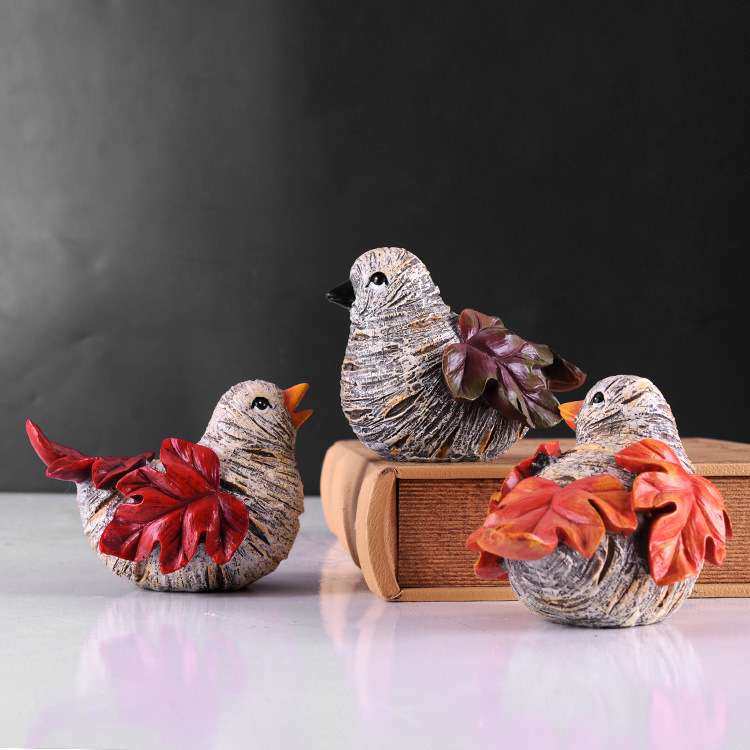 套三枫叶鸟桌面摆件一家三口树脂工艺品电视柜酒柜玄关新房装饰品,淘宝优惠券,粉丝福利购,淘宝优惠卷