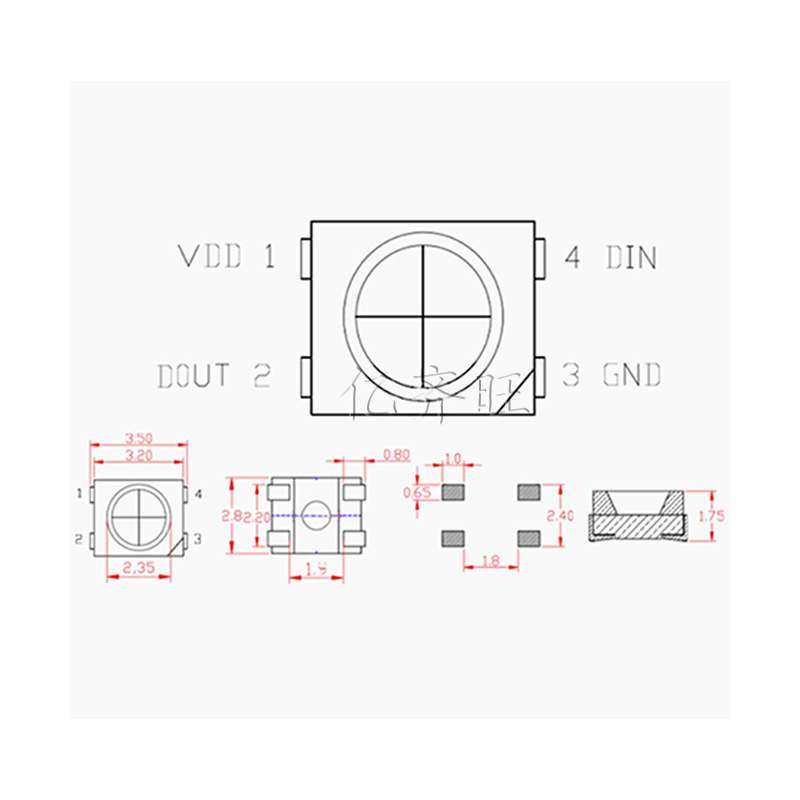 贴片LED灯珠3528幻彩RGB发光灯珠4脚内置IC全彩灯珠现货,淘宝优惠券,粉丝福利购,淘宝优惠卷
