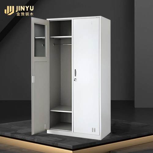 钢制二门更衣柜学校宿舍挂衣柜带锁储物柜办公室卫生间矮柜储物柜 - 图2