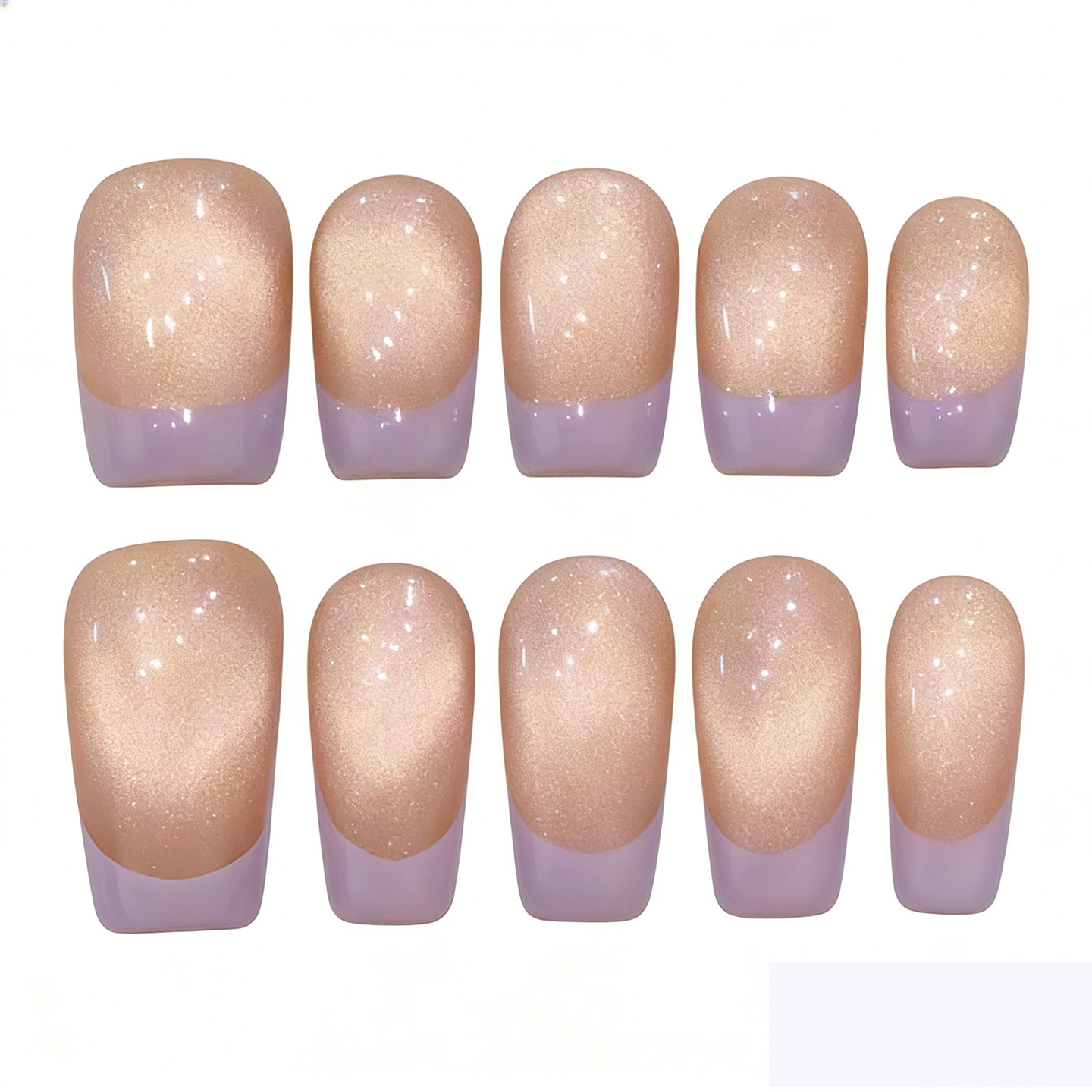 指尖美学【香芋奶芙】手工穿戴甲灯泡猫眼简约法式可拆卸美甲贴片,淘宝优惠券,粉丝福利购,淘宝优惠卷