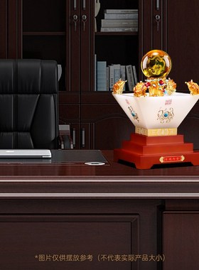日进斗金聚宝盆摆件招财金蟾水y晶球客厅办公室装饰品乔迁开业礼