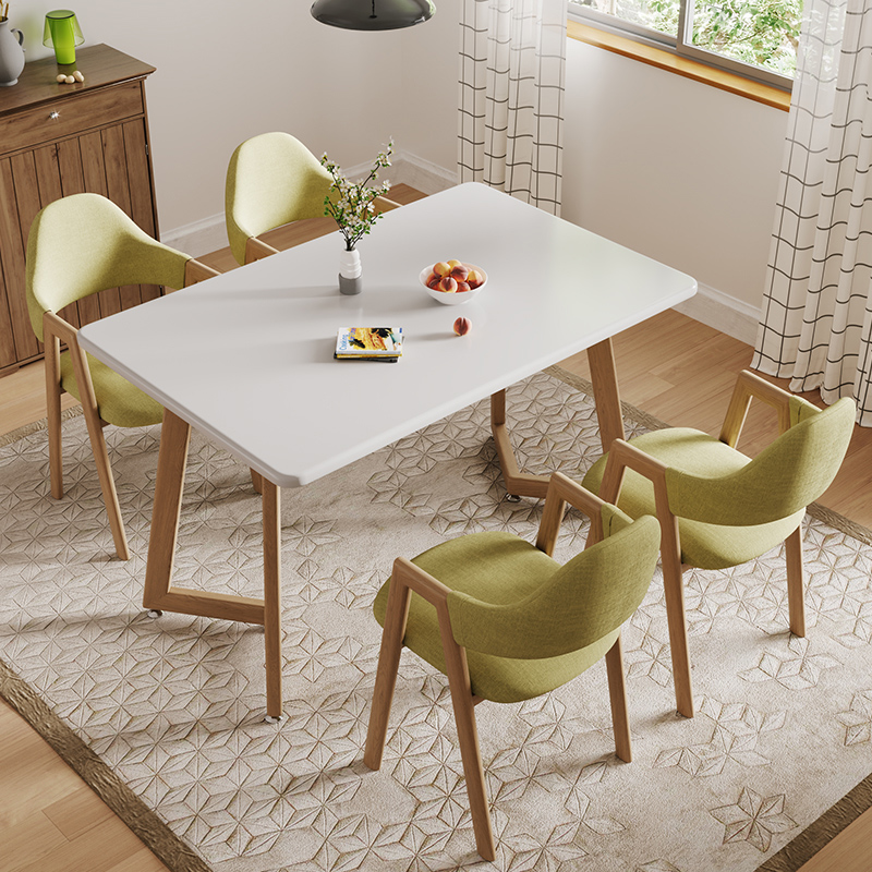 北欧餐桌家用小户型原木风4人6餐C桌椅组合简约现代一桌六椅长方 - 图2