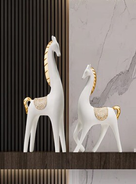 新中式情侣马摆件高档家居客厅玄关办公室桌面乔迁送礼装饰品摆件