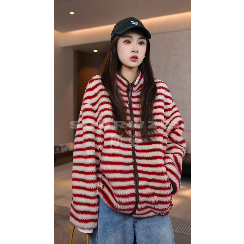 SOURWZZI/所姿100%羊毛条纹立领冬季时尚休闲女士外套SZ-25729,淘宝优惠券,粉丝福利购,淘宝优惠卷